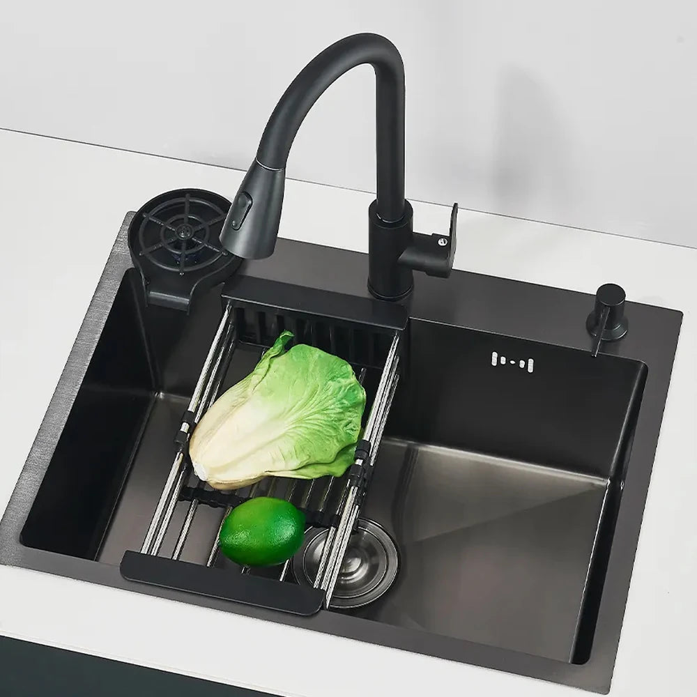 Stainless Steel Kitchen Sink With Integrated Faucet Soap Dispenser