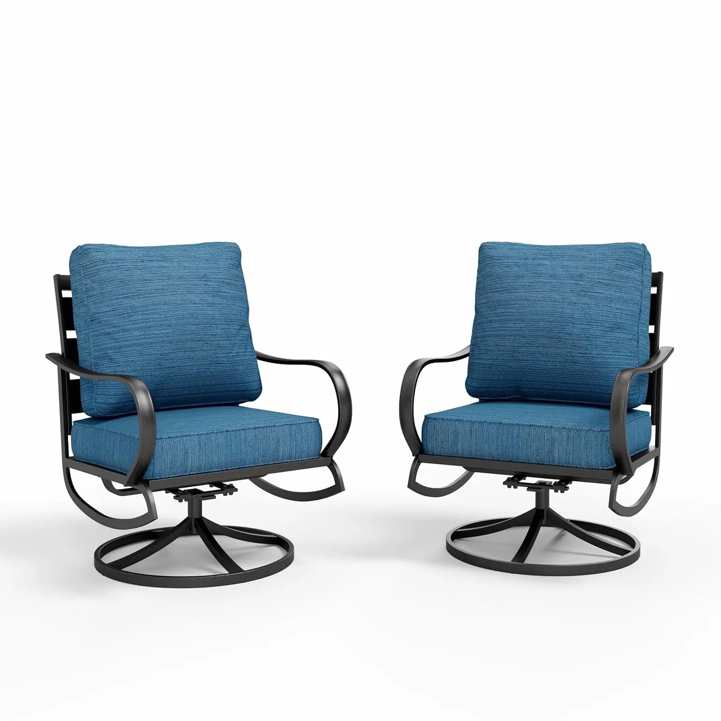 2 Pieces Patio Furniture Sets Metal Sofa Chairs Patio Cushion Armchairs Swivel Sofa Chairs with Removable Cover for Garden Backy