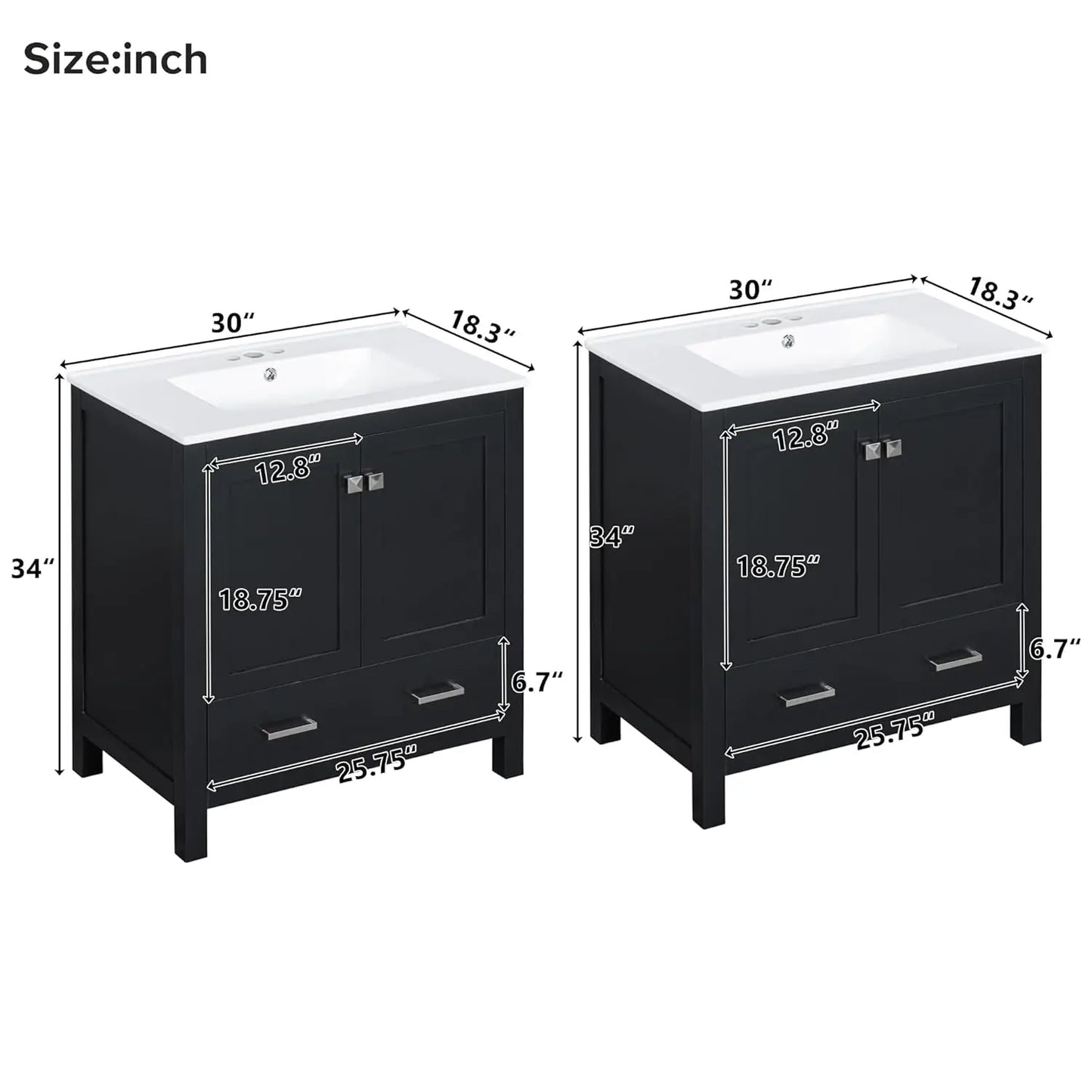 Double Sink Bathroom Vanity Solid Wood Cabinet With Storage Drawers