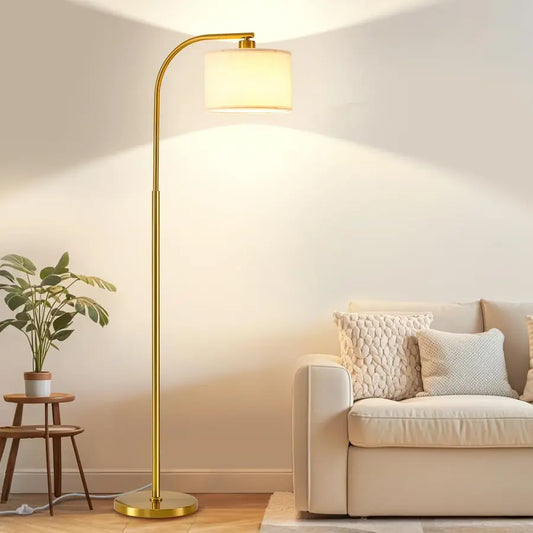 Modern Floor Lamp With Fabric Shade And 9W LED Bulb