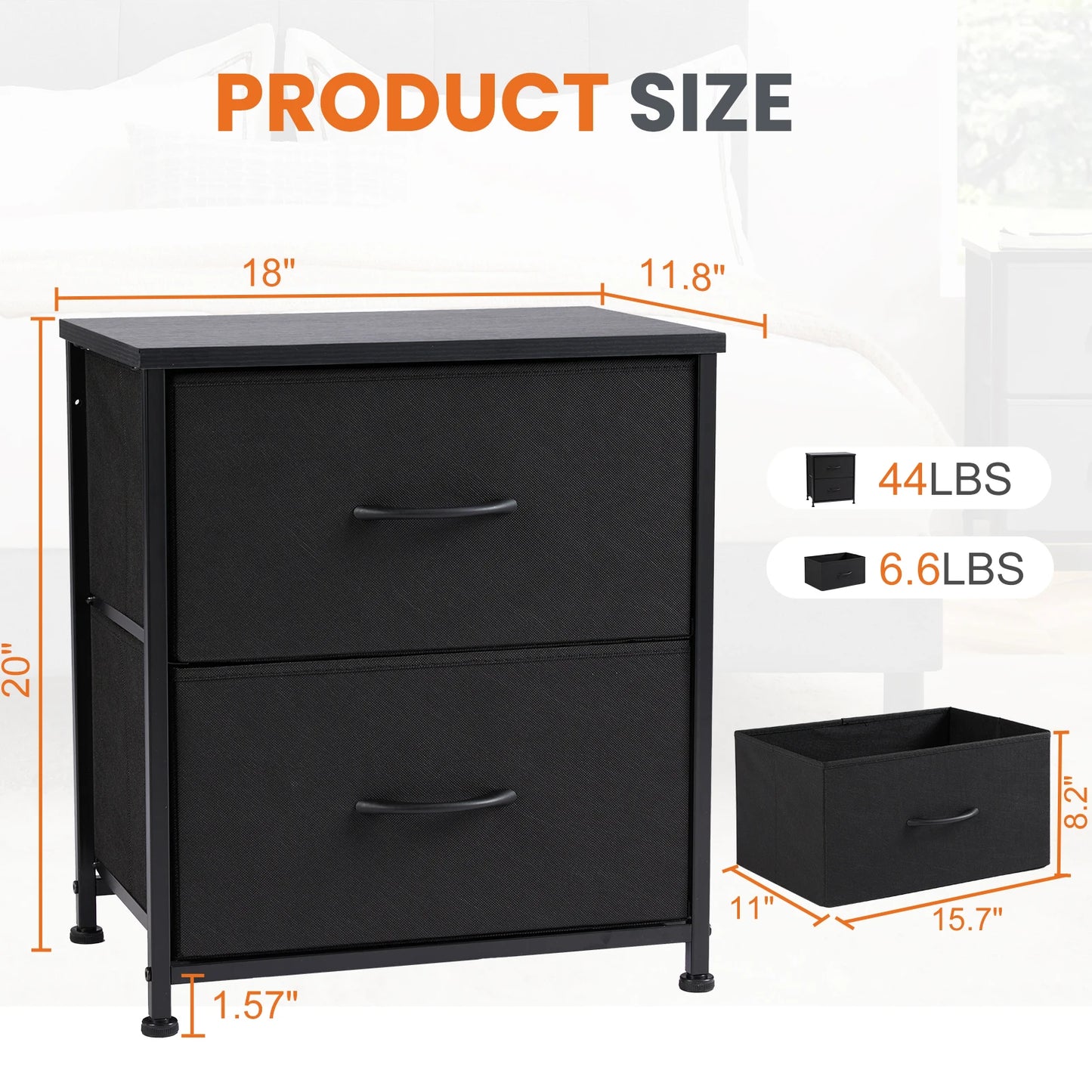 JHK Nightstand Bedside Table With Ample Storage Drawers