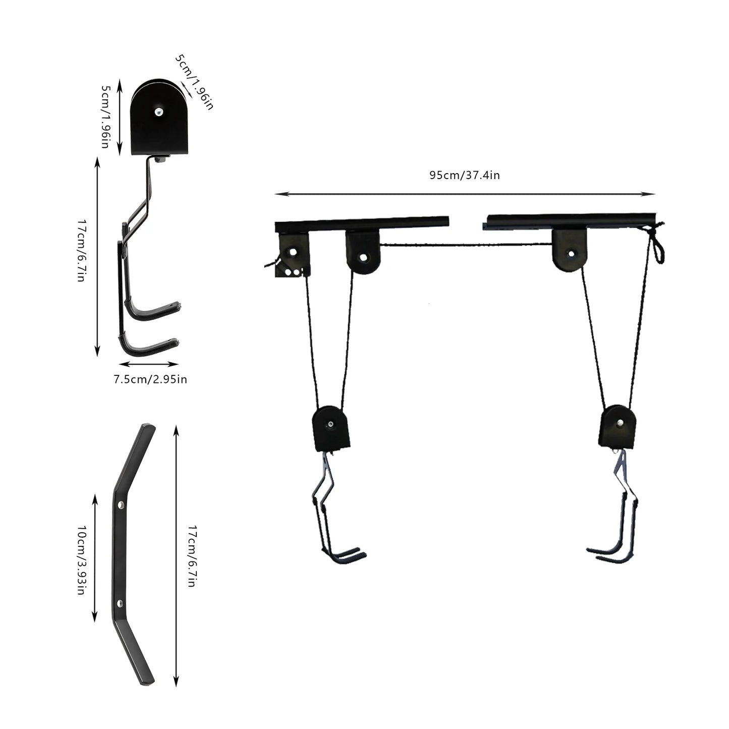 Bike Hoist Ceiling Mount Pulley System for Garage Storage