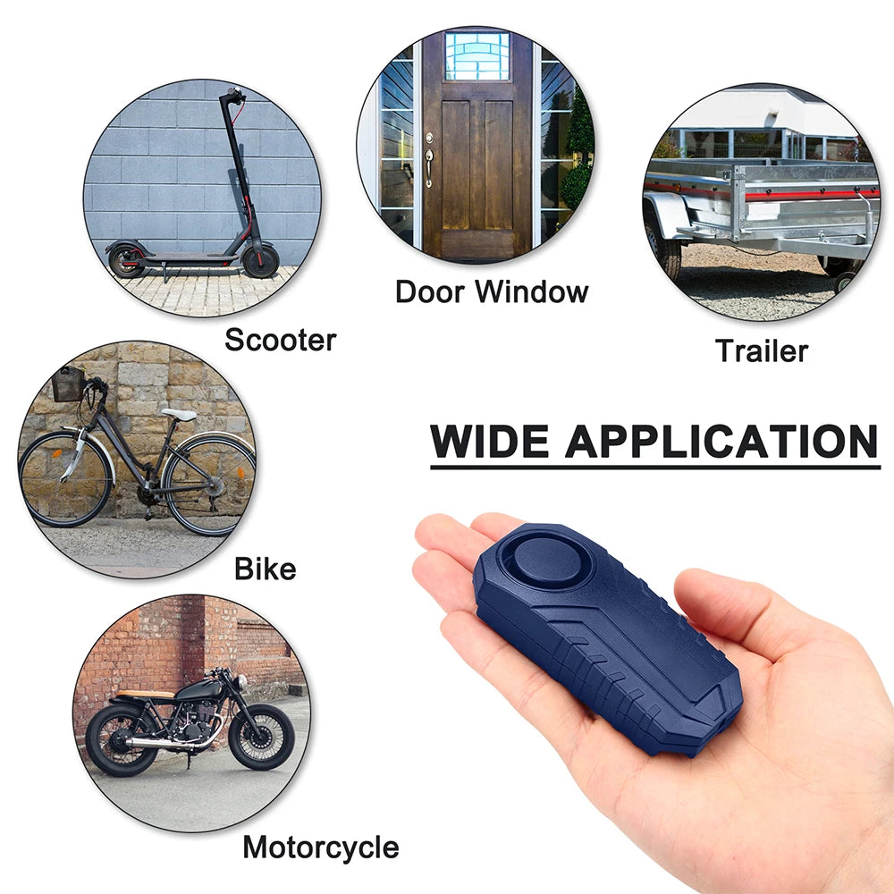 113dB Bike Anti-Theft Alarm with Remote Wireless Anti-Theft Motorcycle Alarm Triggered Vibration Sensor for Electric Scooter