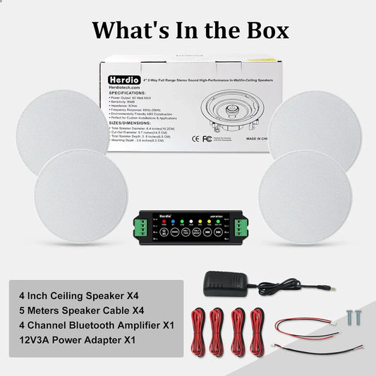 Herdio 2 Way Bluetooth Ceiling Speakers For Home Theater System