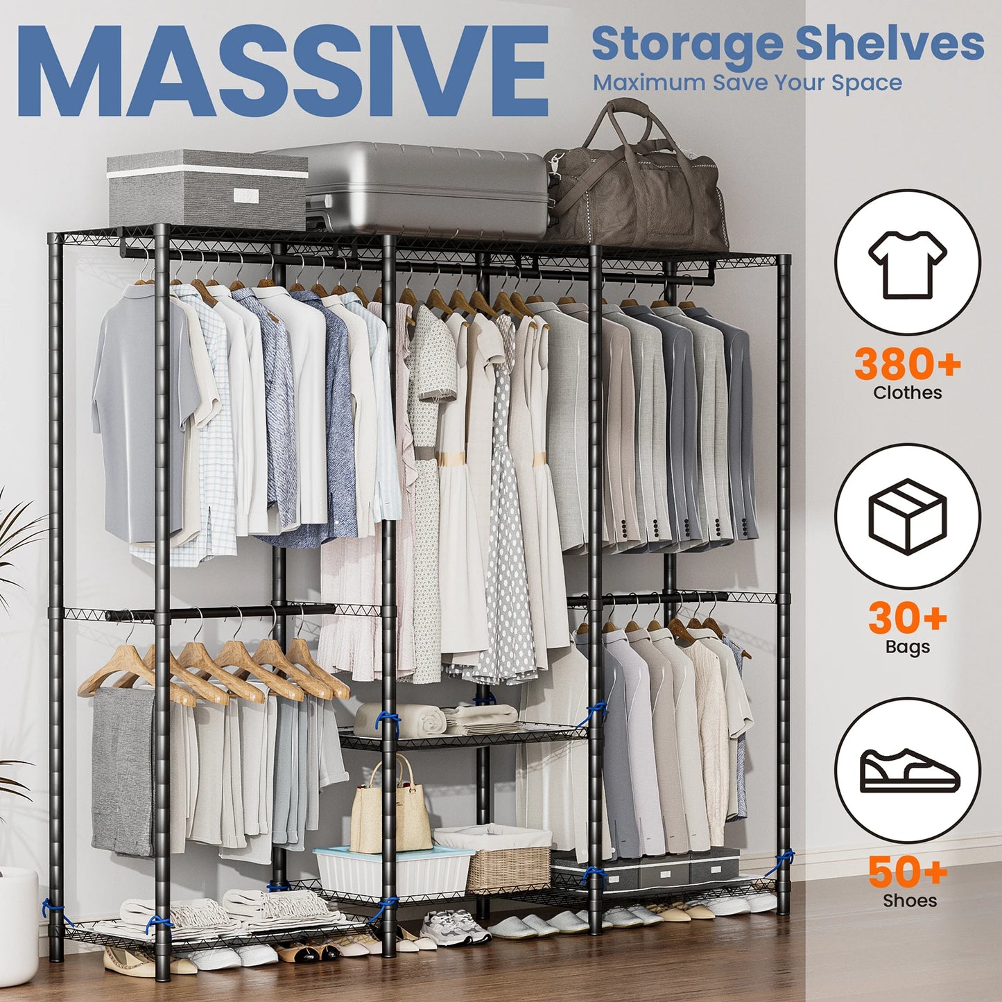 Clothes Rack Storage Organizer Freestanding Wardrobe