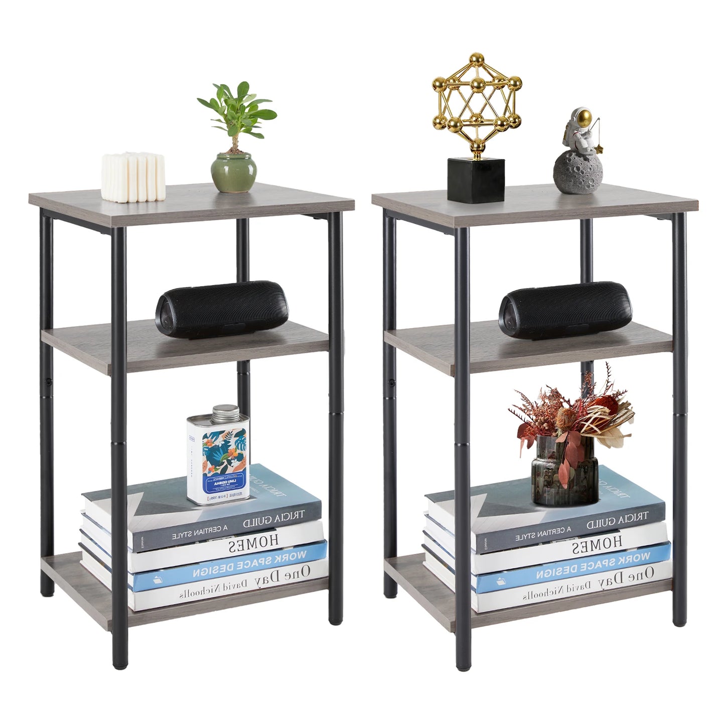 JHK 2/3-Tier End Table With Adjustable Feet