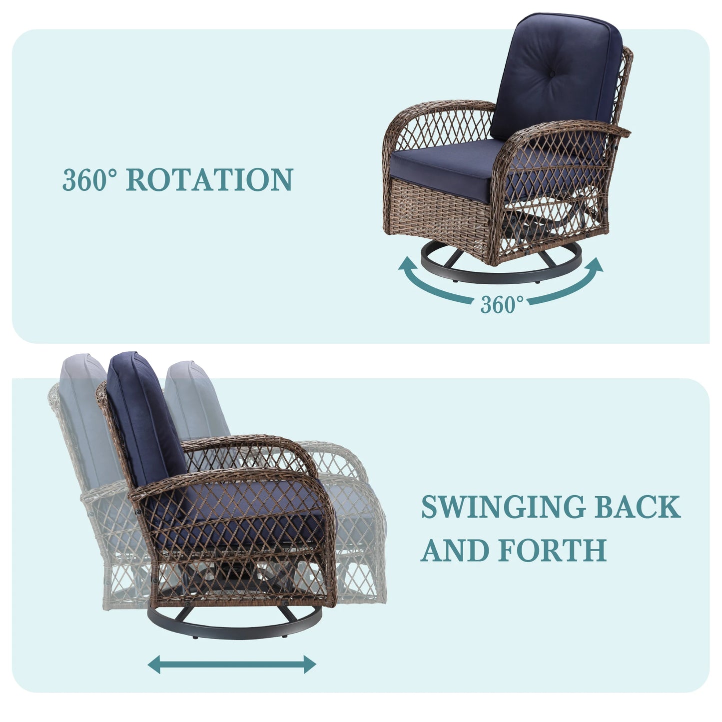 Outdoor 3 Piece Patio Furniture Set With Cushions