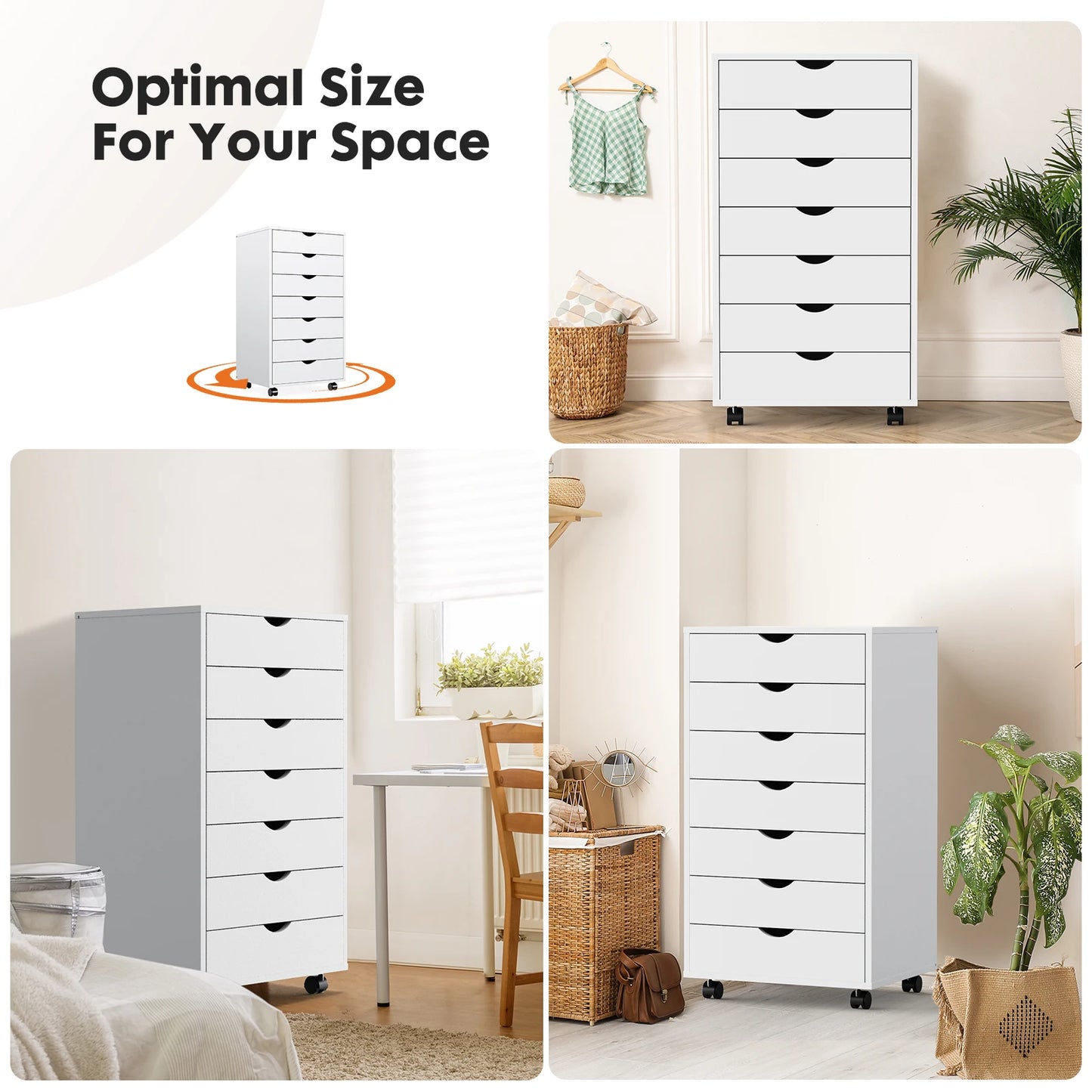 JHK 7 Drawer Chest Organizer With Wheels And Mobile Storage Cabinet