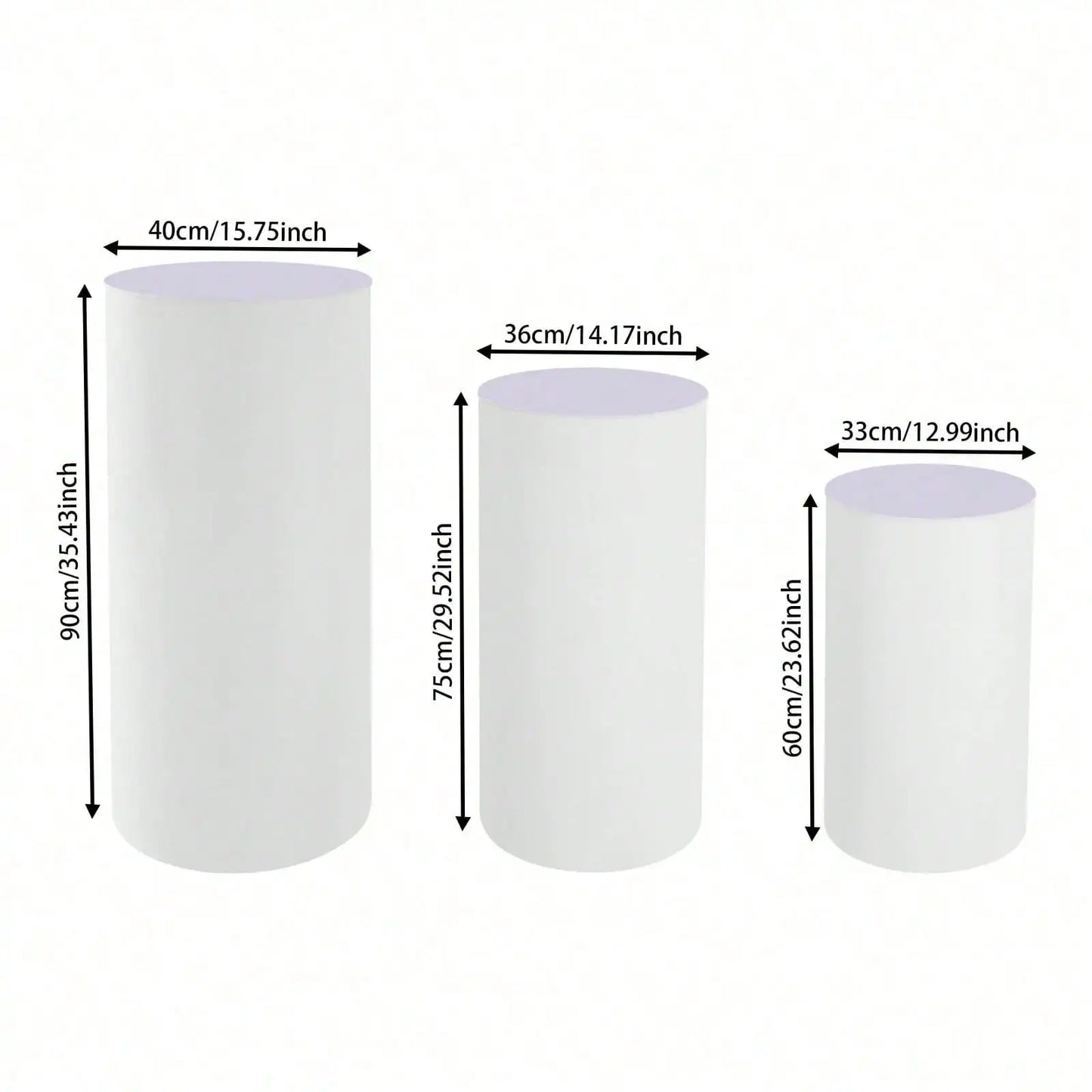 Three Piece Cylinder Pedestal Stands For Wedding Decor