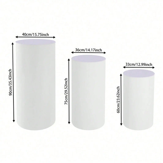 Three Piece Cylinder Pedestal Stands For Wedding Decor
