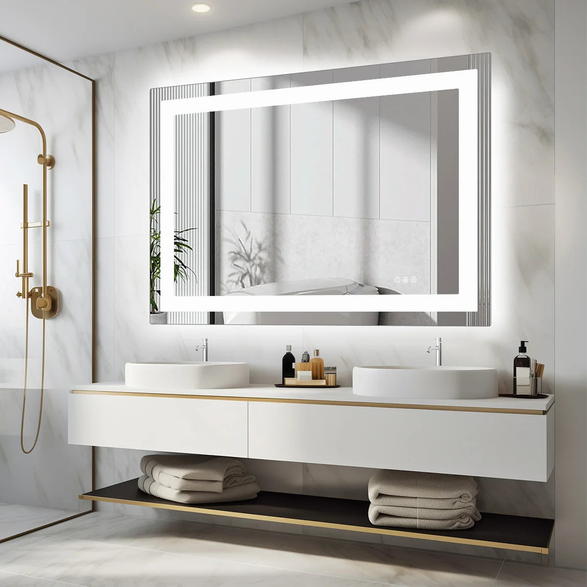JHK LED Bathroom Vanity Mirror With Front And Back Lighting Memory Function