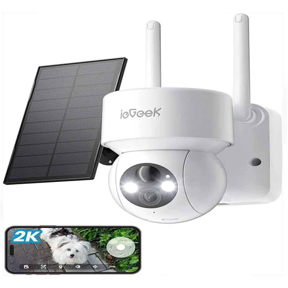 IEGEEK 2K 3MP WiFi Outdoor Security Camera PTZ Solar Power