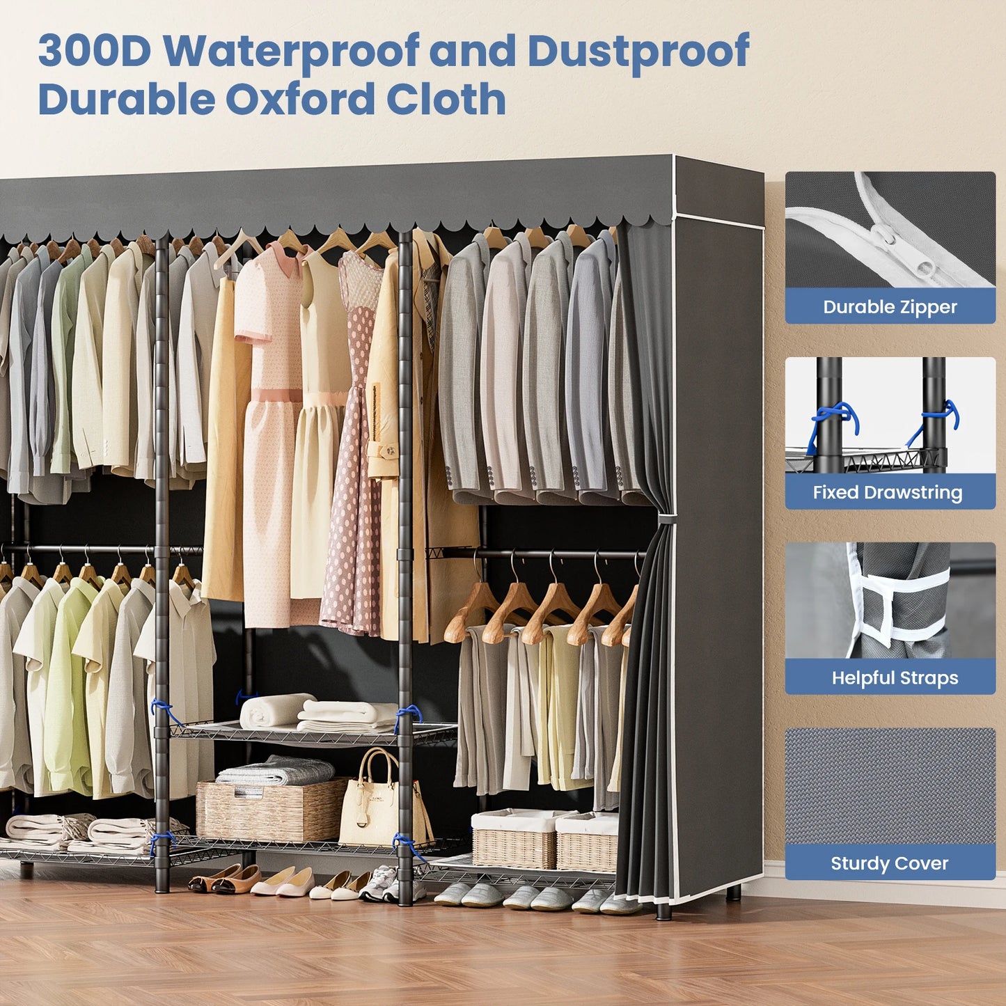 Clothes Rack Storage Organizer Freestanding Wardrobe