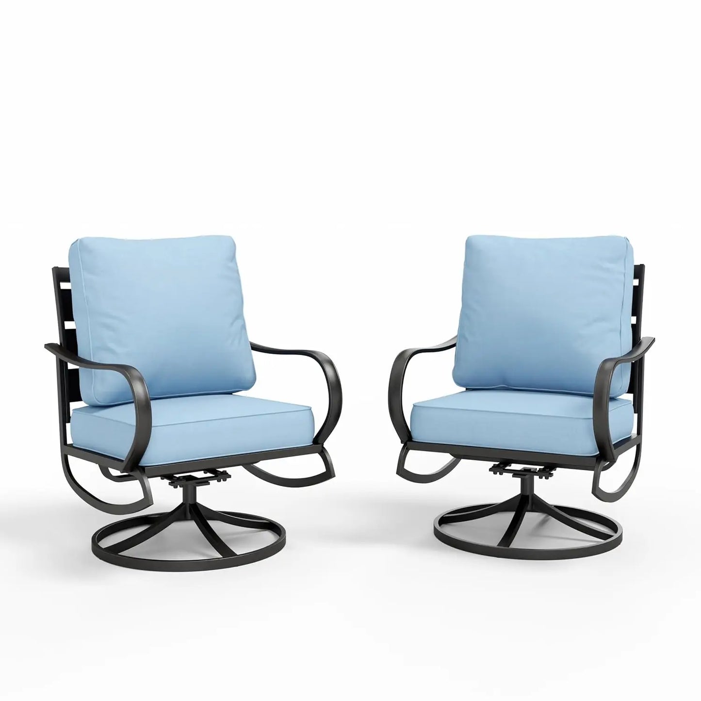 2 Pieces Patio Furniture Sets Metal Sofa Chairs Patio Cushion Armchairs Swivel Sofa Chairs with Removable Cover for Garden Backy