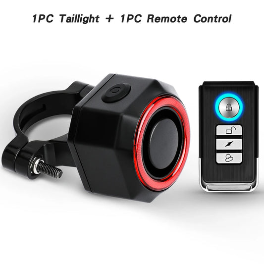 Smart Bike Light Alarm Brake-Sensing Taillight Remote Control Motorcycle Alarm Security Protection 110dB