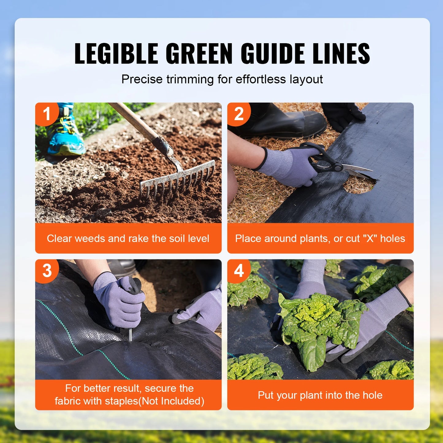 VEVOR Weed Barrier Landscape Fabric Heavy Duty Geotextile High Permeability
