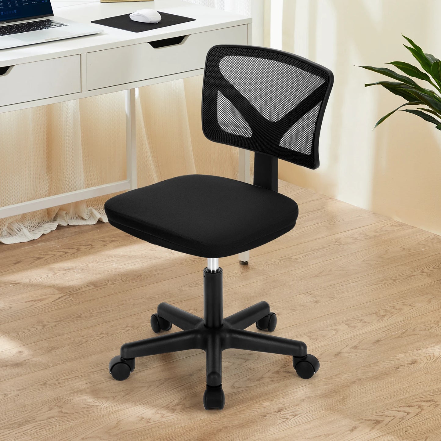JHK Mesh Lumbar Support Adjustable Armless Office Chair With Wheels