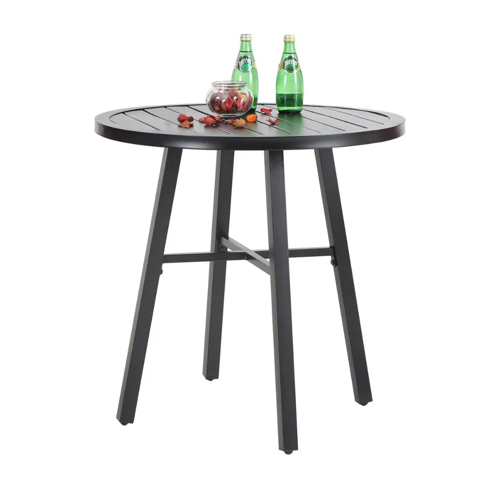 28 Inch Patio Bistro Table, Outdoor Round Weather-Resistant Metal End Small Dining Table, Outside Side Table, Customized