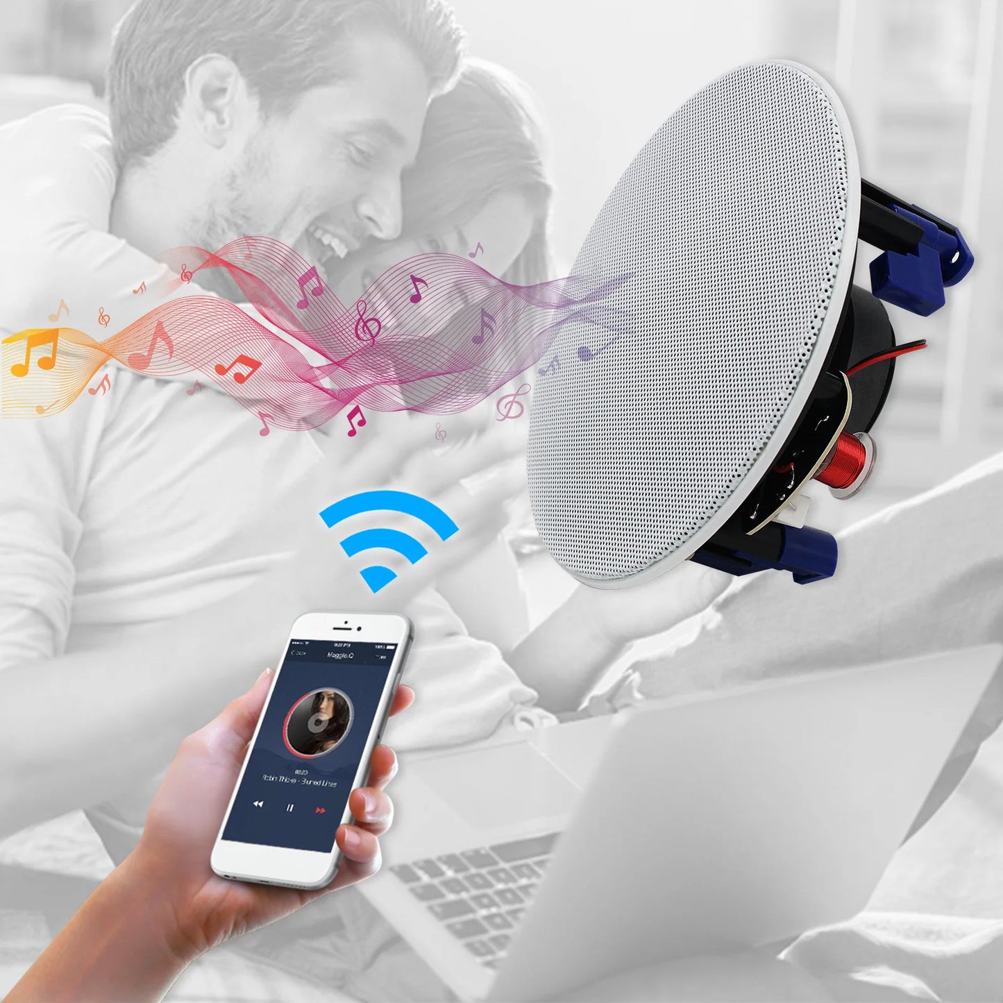 Herdio Flush Mount Two-Way Ceiling Bluetooth Speaker