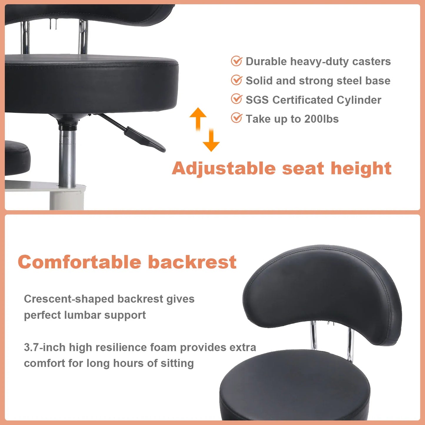 Cross Desk Chair With Lumbar Support And Height Adjustable, Wheeled Office Chair