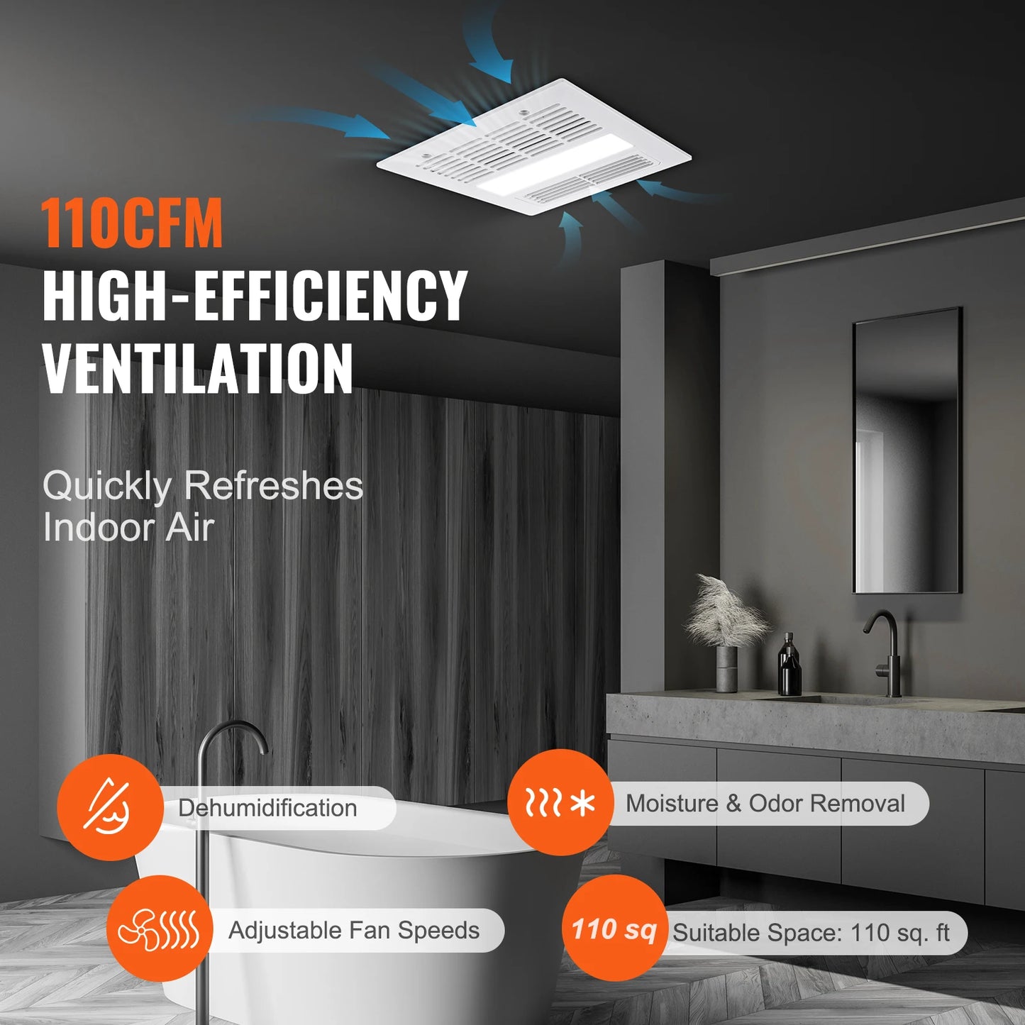 SucceBuy Bathroom Exhaust Fan 80 110 CFM Low Noise