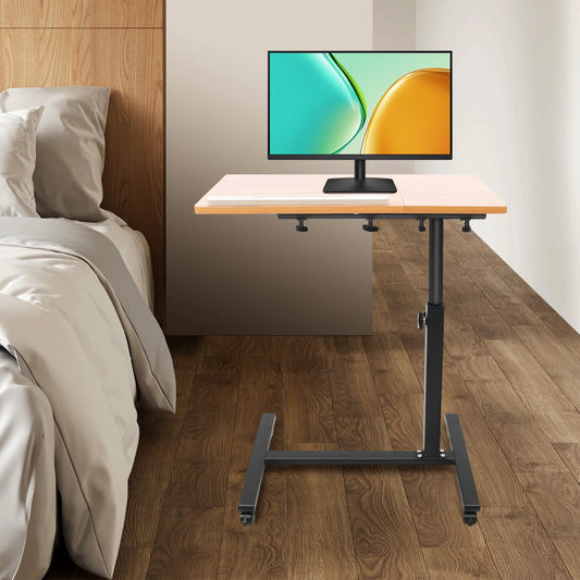 Bymaocar Rolling Standing Laptop Desk With Adjustable Height Overbed Table