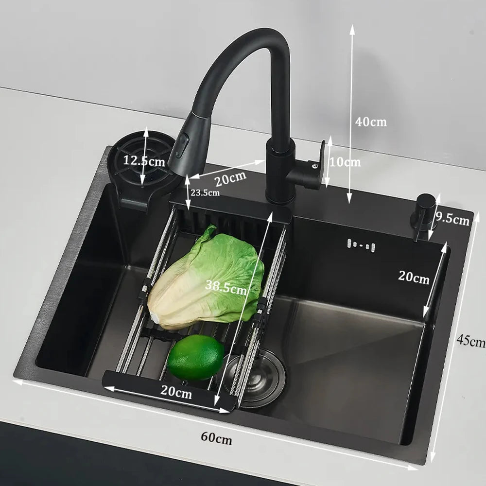 Stainless Steel Kitchen Sink With Integrated Faucet Soap Dispenser
