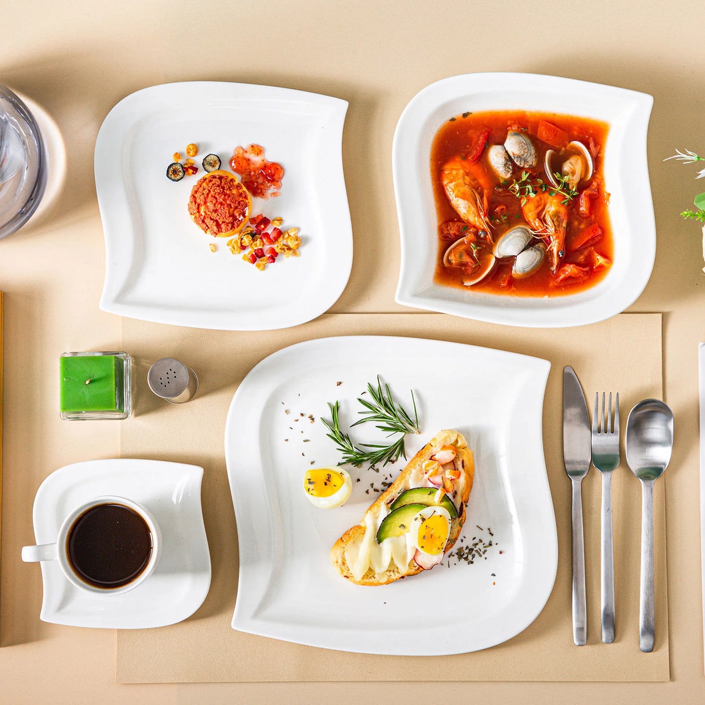 MALACASAC Porcelain Dinnerware Set For Home Use And Entertaining