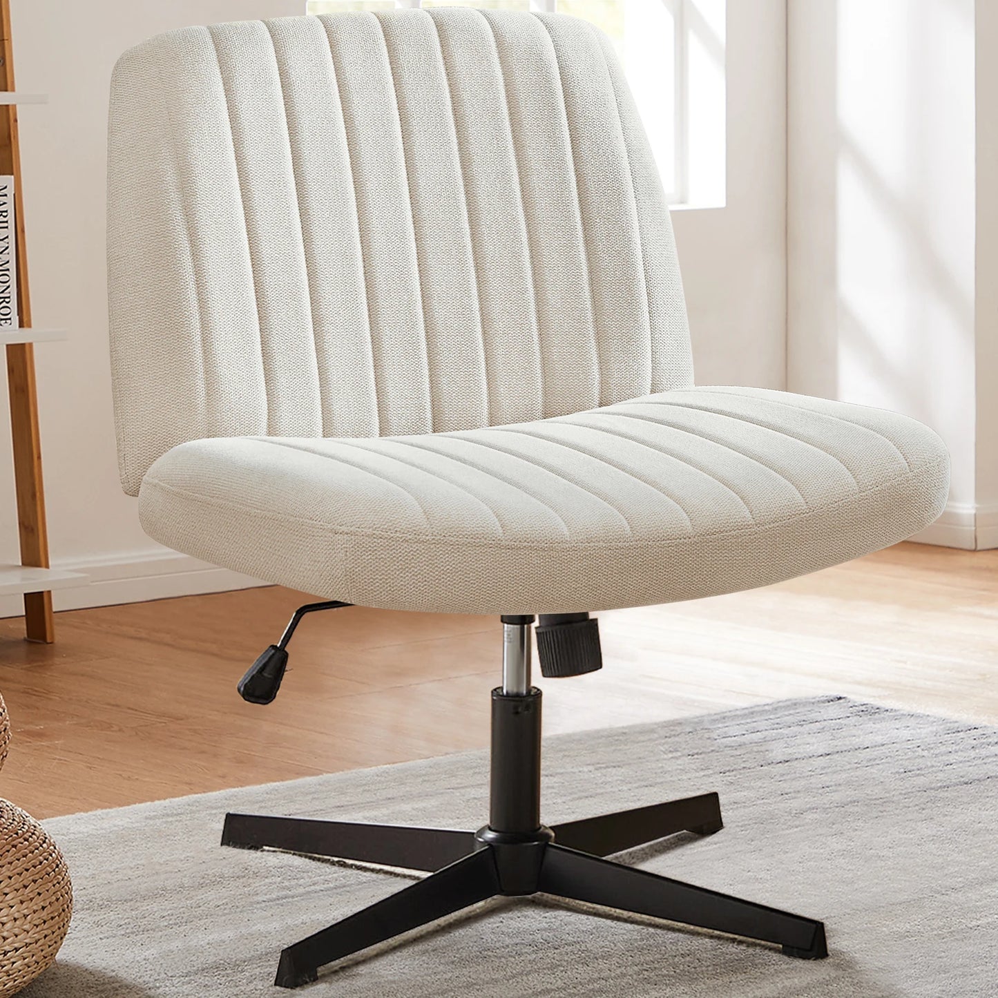 JHK Cross Legged Office Rocking Chair Armless Adjustable Swivel