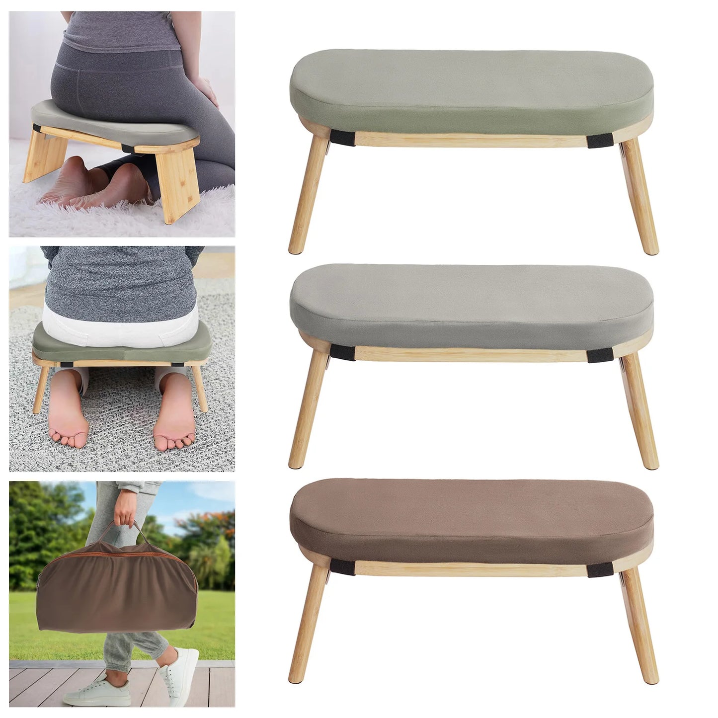 Bymaocar Meditation Bench Foldable Ergonomic Kneeling Stool
