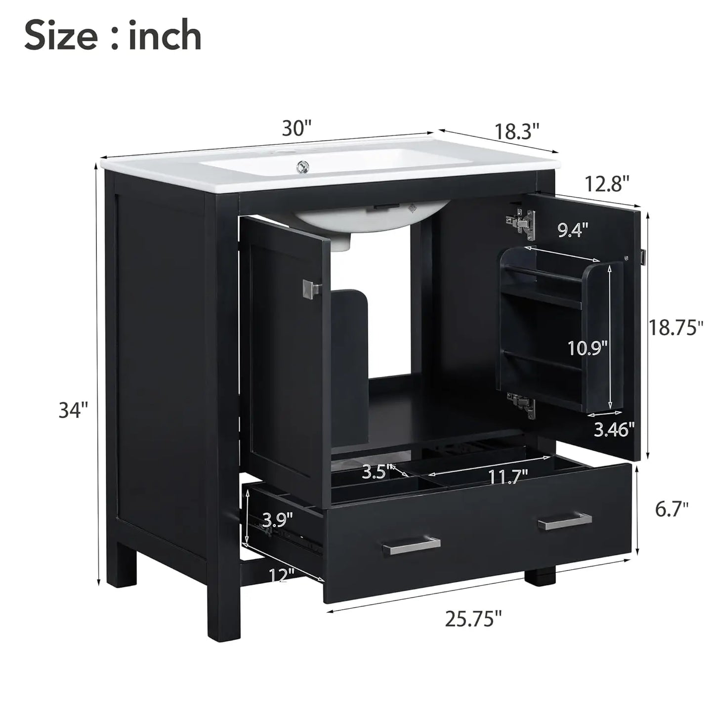 Double Sink Bathroom Vanity Solid Wood Cabinet With Storage Drawers