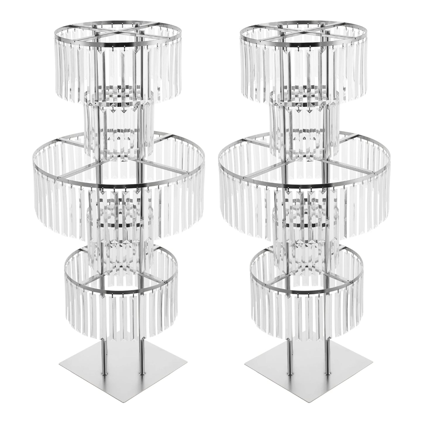 5 Tiers Wedding Flower Stand Acrylic Wedding Centerpiece with Crystal Pendants Gold/Silver for Ceremony Aisle Banquet Decoration
