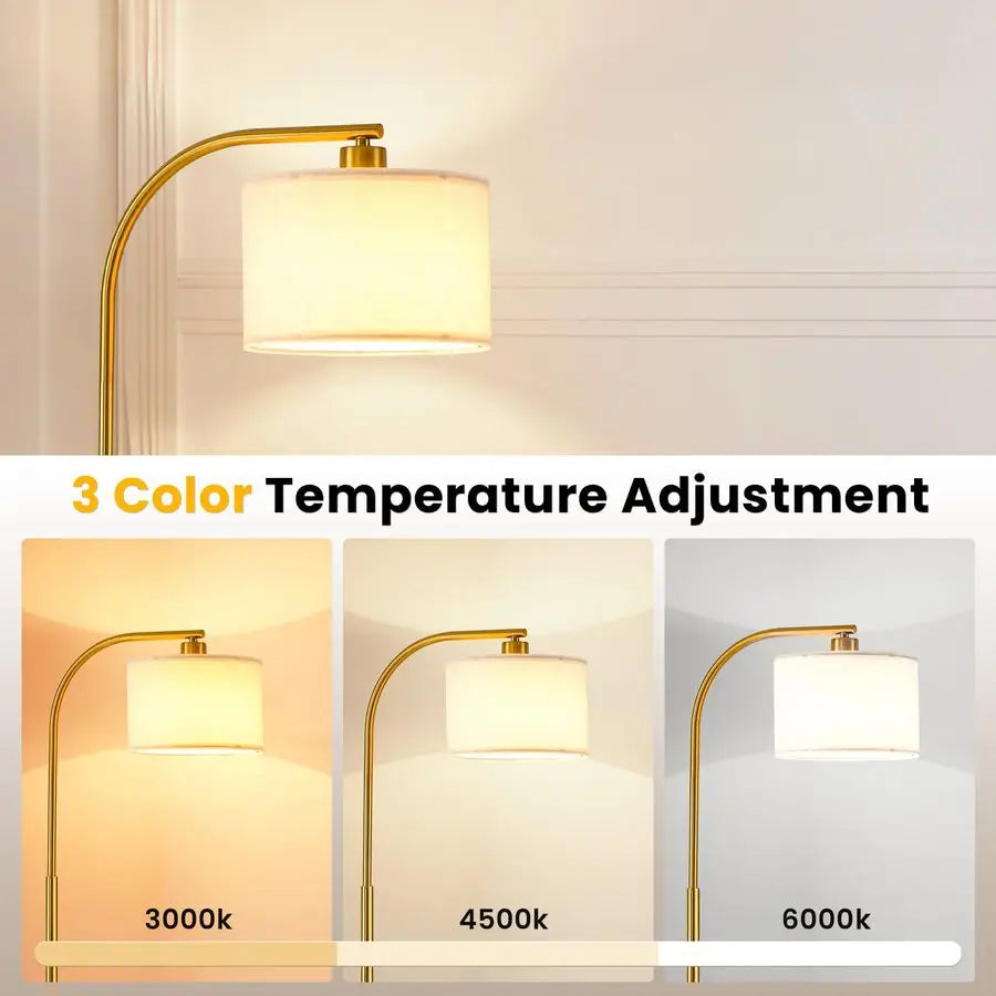 Modern Floor Lamp With Fabric Shade And 9W LED Bulb