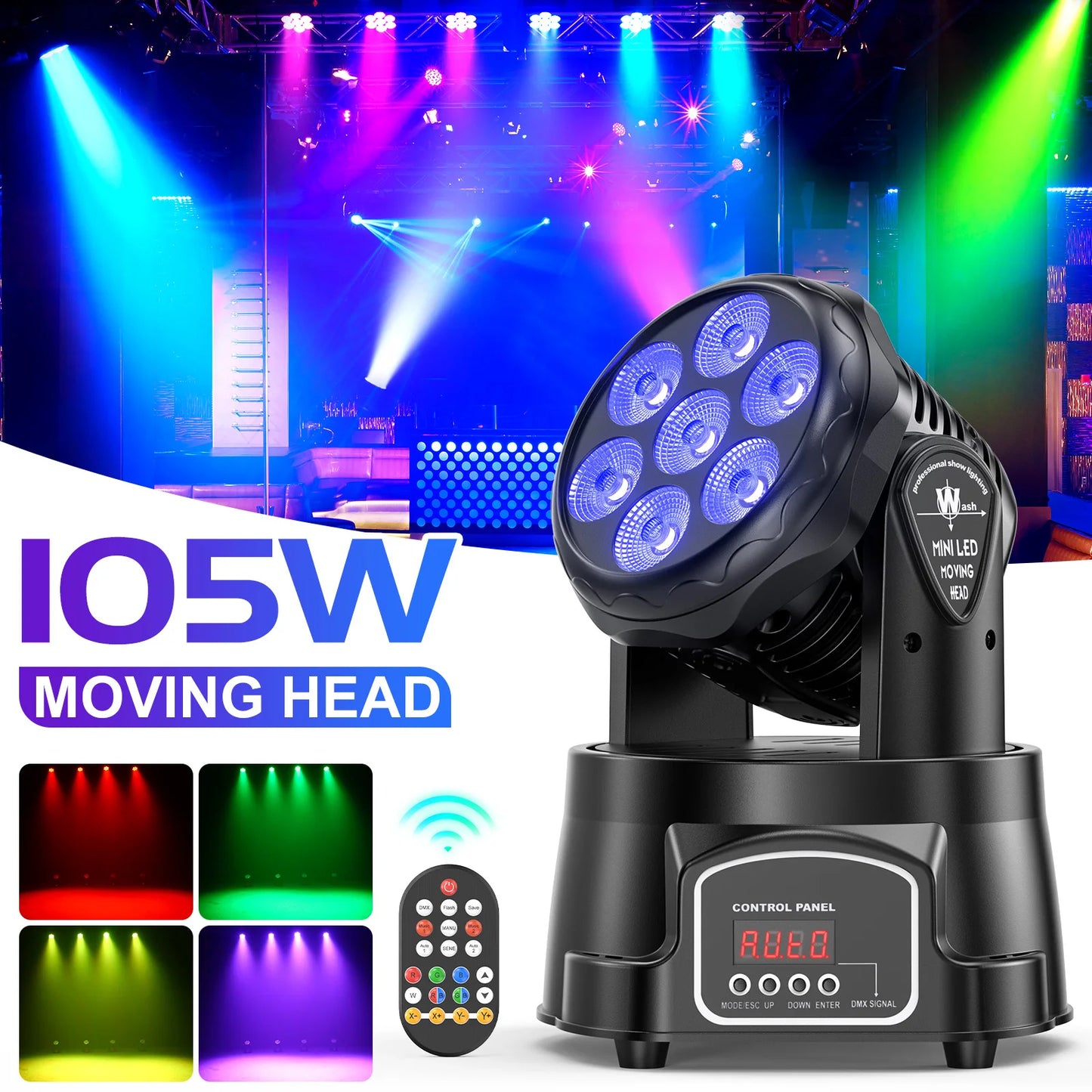 Yiflamefly 105W Moving Head Lights RGBW DMX512 Stage Lighting