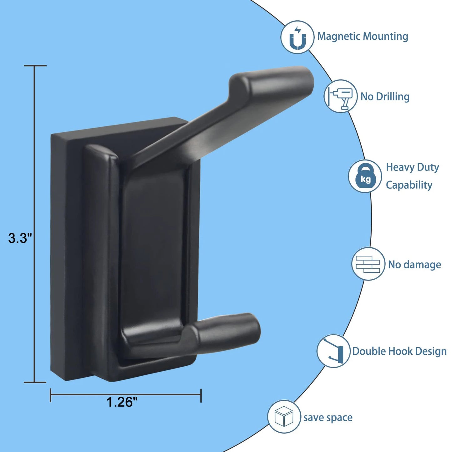 4PK Strong Magnetic Coat Hooks Rubber Coated Magnetic Hanger Mount Heavy Duty Metal  Door Office Kitchen Refrigerator