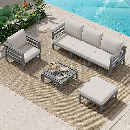 HDPE Patio Furniture 6 Piece Outdoor Sectional Sofa Set