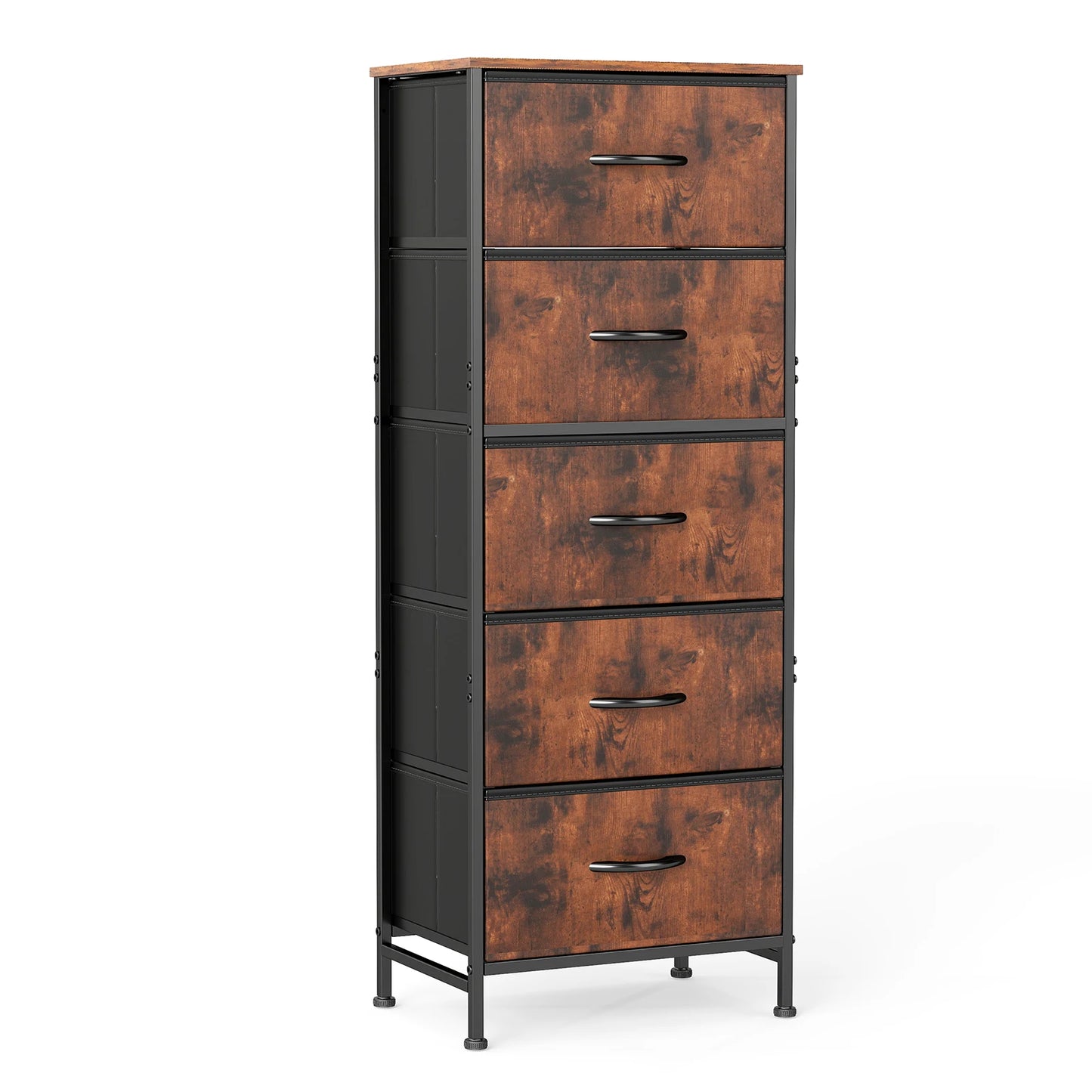 JHK 48 Inch Dresser With 5 Fabric Drawers Bedroom Storage Cabinet