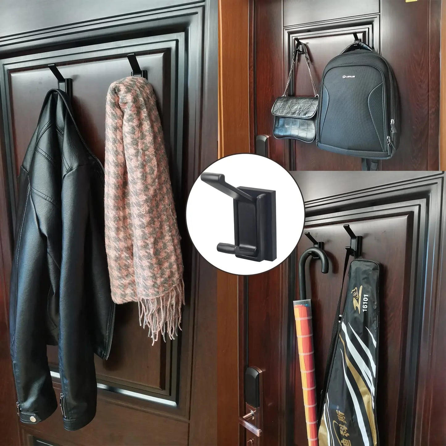 4PK Strong Magnetic Coat Hooks Rubber Coated Magnetic Hanger Mount Heavy Duty Metal  Door Office Kitchen Refrigerator